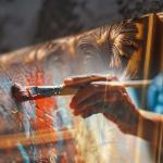 Painter making an artwork