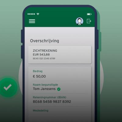 Illustratie van de verificatie van de naam van de begunstigde