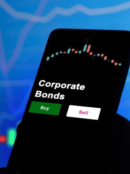 Smartphone met de tekst Corporate Bonds