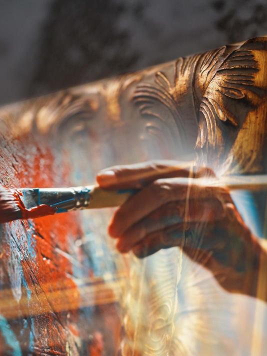 Painter making an artwork