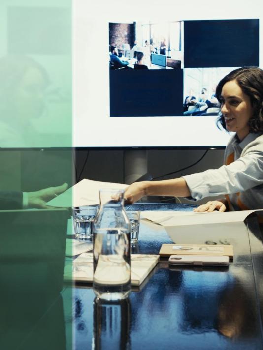 A young entrepreneur presenting her business case to a Nagelmackers advisor